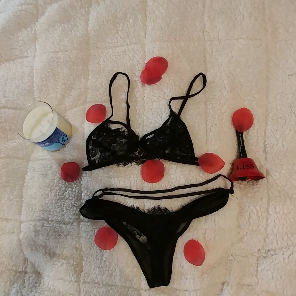 Black panties and lace bra